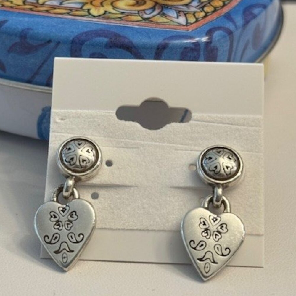 Brighton Silver Heart Dangle Earrings - image 4